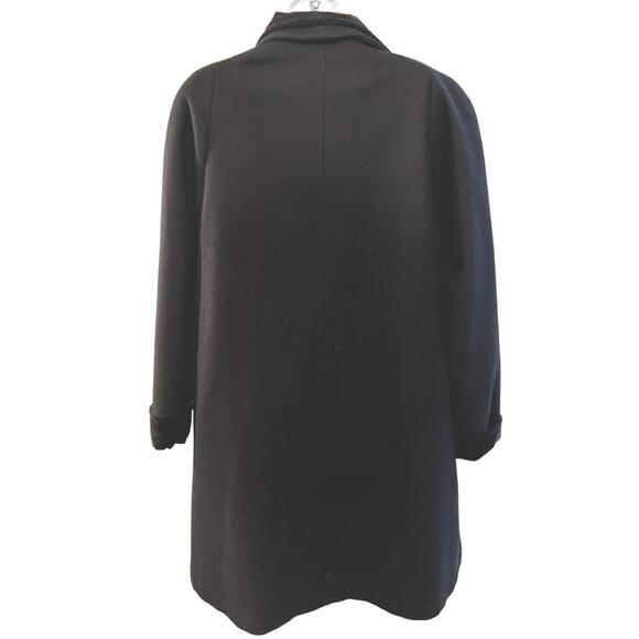 Vintage 90s Stephanie Mathews Wool Velvet-Trim 0ld Money Coat. Size 8 - Picture 3 of 9